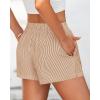 imageBTFBM Striped Boxer Shorts for Women 2025 Summer Elastic Waist Y2k Vacation Beach Bottoms Lounge Sleep Pj Pajama ShortsKhaki White