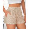 imageBTFBM Striped Boxer Shorts for Women 2025 Summer Elastic Waist Y2k Vacation Beach Bottoms Lounge Sleep Pj Pajama ShortsKhaki White