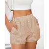 imageBTFBM Striped Boxer Shorts for Women 2025 Summer Elastic Waist Y2k Vacation Beach Bottoms Lounge Sleep Pj Pajama ShortsKhaki White