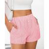 imageBTFBM Striped Boxer Shorts for Women 2025 Summer Elastic Waist Y2k Vacation Beach Bottoms Lounge Sleep Pj Pajama ShortsPink White