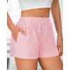 imageBTFBM Striped Boxer Shorts for Women 2025 Summer Elastic Waist Y2k Vacation Beach Bottoms Lounge Sleep Pj Pajama ShortsPink White