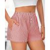 imageBTFBM Striped Boxer Shorts for Women 2025 Summer Elastic Waist Y2k Vacation Beach Bottoms Lounge Sleep Pj Pajama ShortsRed White