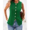 imageBTFBM Summer Sleeveless Blazer Vest For Women Dressy Button Down Round Neck Business Casual Outfits Work Suit Vests TopsBright Green