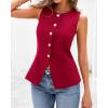 imageBTFBM Summer Sleeveless Blazer Vest For Women Dressy Button Down Round Neck Business Casual Outfits Work Suit Vests TopsRed
