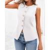 imageBTFBM Summer Sleeveless Blazer Vest For Women Dressy Button Down Round Neck Business Casual Outfits Work Suit Vests TopsWhite