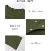 imageBTFBM Women Long Sleeve Shirts Fall Tops V Neck Button Up Slim Fit Ribbed Knit Solid Color Casual Shirts 2024Solid Army Green