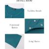 imageBTFBM Women Long Sleeve Shirts Fall Tops V Neck Button Up Slim Fit Ribbed Knit Solid Color Casual Shirts 2024Solid Blue Green