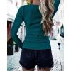 imageBTFBM Women Long Sleeve Shirts Fall Tops V Neck Button Up Slim Fit Ribbed Knit Solid Color Casual Shirts 2024Solid Dark Blue