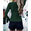 imageBTFBM Women Long Sleeve Shirts Fall Tops V Neck Button Up Slim Fit Ribbed Knit Solid Color Casual Shirts 2024Solid Dark Green