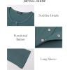 imageBTFBM Women Long Sleeve Shirts Fall Tops V Neck Button Up Slim Fit Ribbed Knit Solid Color Casual Shirts 2024Solid Dark Grey Blue