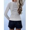imageBTFBM Women Long Sleeve Shirts Fall Tops V Neck Button Up Slim Fit Ribbed Knit Solid Color Casual Shirts 2024Solid Grey