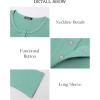 imageBTFBM Women Long Sleeve Shirts Fall Tops V Neck Button Up Slim Fit Ribbed Knit Solid Color Casual Shirts 2024Solid Mint Green