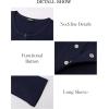 imageBTFBM Women Long Sleeve Shirts Fall Tops V Neck Button Up Slim Fit Ribbed Knit Solid Color Casual Shirts 2024Solid Navy