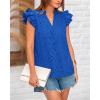 imageBTFBM Women Summer Eyelet Tops Dressy Casual V Neck Ruffle Cap Sleeve Cotton Boho Shirts Lace Embroidered Blouses 2025Blue