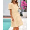imageBTFBM Womens Casual V Neck Dresses 2025 Summer Spring Short Sleeve Sundress Smocked Waist A Line Tiered Mini DressApricot