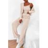 imageBTFBM Womens Fall Lounge Sets 3 Piece Outfit Tracksuits Casual Long Sleeve Tops High Waisted Sweatpants SetSolid Beige White
