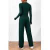 imageBTFBM Womens Fall Lounge Sets 3 Piece Outfit Tracksuits Casual Long Sleeve Tops High Waisted Sweatpants SetSolid Dark Green