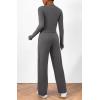 imageBTFBM Womens Fall Lounge Sets 3 Piece Outfit Tracksuits Casual Long Sleeve Tops High Waisted Sweatpants SetSolid Dark Grey