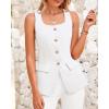 imageBTFBM Womens Sleeveless Suit Vests Dressy Casual Square Neck Business Work Waistcoat Summer Button Up Blazer Vest TopsBeige White