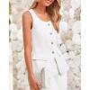 imageBTFBM Womens Sleeveless Suit Vests Dressy Casual Square Neck Business Work Waistcoat Summer Button Up Blazer Vest TopsBeige White