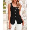 imageBTFBM Womens Sleeveless Suit Vests Dressy Casual Square Neck Business Work Waistcoat Summer Button Up Blazer Vest TopsBlack