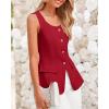 imageBTFBM Womens Sleeveless Suit Vests Dressy Casual Square Neck Business Work Waistcoat Summer Button Up Blazer Vest TopsRed
