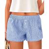 imageBTFBM Striped Boxer Shorts for Women 2025 Summer Elastic Waist Y2k Vacation Beach Bottoms Lounge Sleep Pj Pajama ShortsBlue White