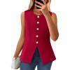 imageBTFBM Summer Sleeveless Blazer Vest For Women Dressy Button Down Round Neck Business Casual Outfits Work Suit Vests TopsRed