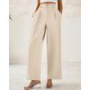 imageBTFBM Women Wide Leg Dress Pants 2025 High Waisted Button Pleated Business Casual Trousers Office Work Palazzo PantsBeige