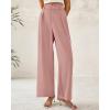 imageBTFBM Women Wide Leg Dress Pants 2025 High Waisted Button Pleated Business Casual Trousers Office Work Palazzo PantsPink