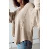 imageBTFBM Womens Casual V Neck Ribbed Knit Shirts 2025 Fall Pullover Tunic Tops Loose Balloon Long Sleeve Blouses TopSolid Apricot