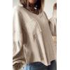 imageBTFBM Womens Casual V Neck Ribbed Knit Shirts 2025 Fall Pullover Tunic Tops Loose Balloon Long Sleeve Blouses TopSolid Apricot