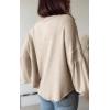 imageBTFBM Womens Casual V Neck Ribbed Knit Shirts 2025 Fall Pullover Tunic Tops Loose Balloon Long Sleeve Blouses TopSolid Apricot