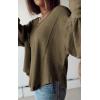 imageBTFBM Womens Casual V Neck Ribbed Knit Shirts 2025 Fall Pullover Tunic Tops Loose Balloon Long Sleeve Blouses TopSolid Army Green