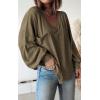 imageBTFBM Womens Casual V Neck Ribbed Knit Shirts 2025 Fall Pullover Tunic Tops Loose Balloon Long Sleeve Blouses TopSolid Army Green