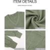 imageBTFBM Womens Casual V Neck Ribbed Knit Shirts 2025 Fall Pullover Tunic Tops Loose Balloon Long Sleeve Blouses TopSolid Bean Green