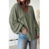 imageBTFBM Womens Casual V Neck Ribbed Knit Shirts 2025 Fall Pullover Tunic Tops Loose Balloon Long Sleeve Blouses TopSolid Bean Green