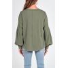 imageBTFBM Womens Casual V Neck Ribbed Knit Shirts 2025 Fall Pullover Tunic Tops Loose Balloon Long Sleeve Blouses TopSolid Bean Green