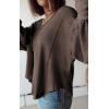 imageBTFBM Womens Casual V Neck Ribbed Knit Shirts 2025 Fall Pullover Tunic Tops Loose Balloon Long Sleeve Blouses TopSolid Brown