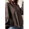 imageBTFBM Womens Casual V Neck Ribbed Knit Shirts 2025 Fall Pullover Tunic Tops Loose Balloon Long Sleeve Blouses TopSolid Brown