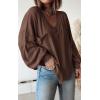 imageBTFBM Womens Casual V Neck Ribbed Knit Shirts 2025 Fall Pullover Tunic Tops Loose Balloon Long Sleeve Blouses TopSolid Caramel