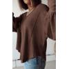 imageBTFBM Womens Casual V Neck Ribbed Knit Shirts 2025 Fall Pullover Tunic Tops Loose Balloon Long Sleeve Blouses TopSolid Caramel