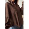 imageBTFBM Womens Casual V Neck Ribbed Knit Shirts 2025 Fall Pullover Tunic Tops Loose Balloon Long Sleeve Blouses TopSolid Caramel