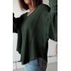 imageBTFBM Womens Casual V Neck Ribbed Knit Shirts 2025 Fall Pullover Tunic Tops Loose Balloon Long Sleeve Blouses TopSolid Dark Army Green