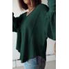 imageBTFBM Womens Casual V Neck Ribbed Knit Shirts 2025 Fall Pullover Tunic Tops Loose Balloon Long Sleeve Blouses TopSolid Dark Green