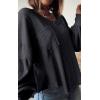 imageBTFBM Womens Casual V Neck Ribbed Knit Shirts 2025 Fall Pullover Tunic Tops Loose Balloon Long Sleeve Blouses TopSolid Dark Grey