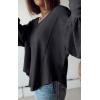 imageBTFBM Womens Casual V Neck Ribbed Knit Shirts 2025 Fall Pullover Tunic Tops Loose Balloon Long Sleeve Blouses TopSolid Dark Grey
