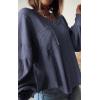 imageBTFBM Womens Casual V Neck Ribbed Knit Shirts 2025 Fall Pullover Tunic Tops Loose Balloon Long Sleeve Blouses TopSolid Dark Grey Blue