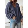 imageBTFBM Womens Casual V Neck Ribbed Knit Shirts 2025 Fall Pullover Tunic Tops Loose Balloon Long Sleeve Blouses TopSolid Dark Grey Blue