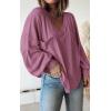 imageBTFBM Womens Casual V Neck Ribbed Knit Shirts 2025 Fall Pullover Tunic Tops Loose Balloon Long Sleeve Blouses TopSolid Dusty Pink